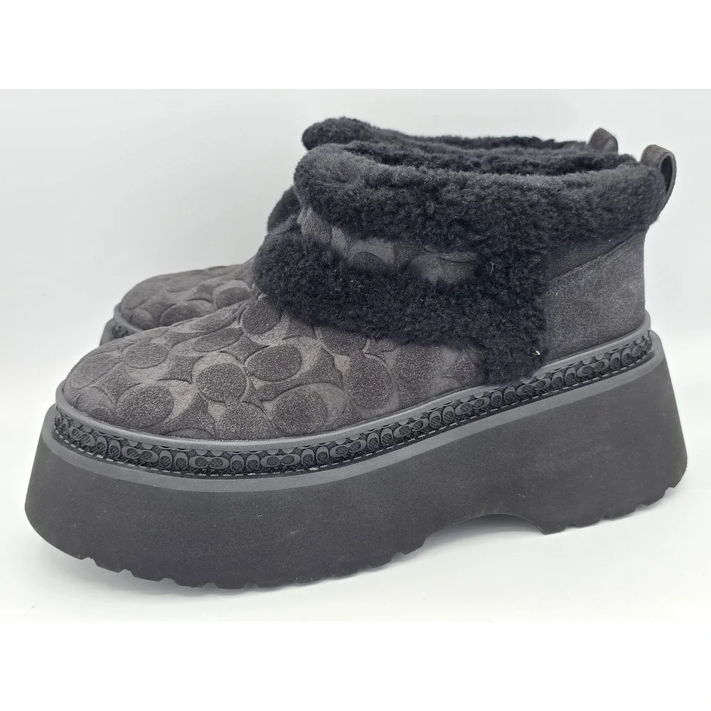 Coach Women's Christina Shearlilng Bootie - Black - Sherpa Lined UGQ Sz‎ 8B